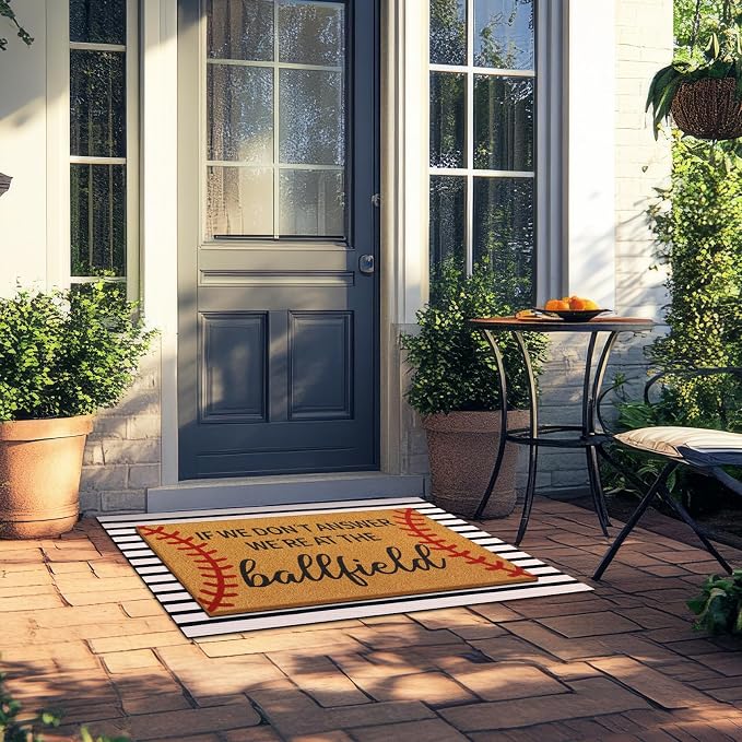 Tinideya 2 Pcs Baseball Door Mat Ballfield Welcome Non Slip Coir Mats Ballfield - Image 3