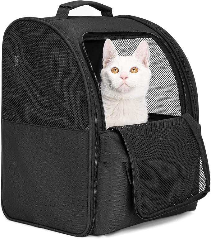 Cat Carrier Backpack, Steel Wire Frame More Stable, 600D Wear-Resistant Oxford by Petshome
