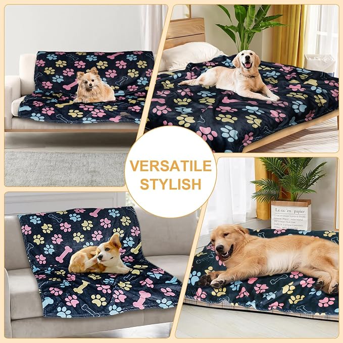 Dog Blankets for Large Dogs, Fuzzy Soft Pet Mat Throw Cover for Kennel Crate Bed - Image 2