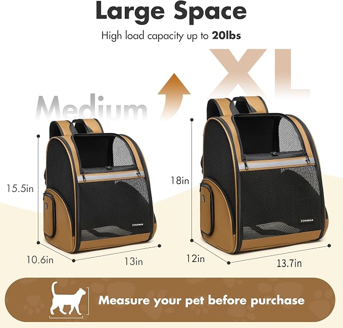 Pet Backpack Carrier, Large Cat Carrier Backpack Up to 20 Lbs - Image 2