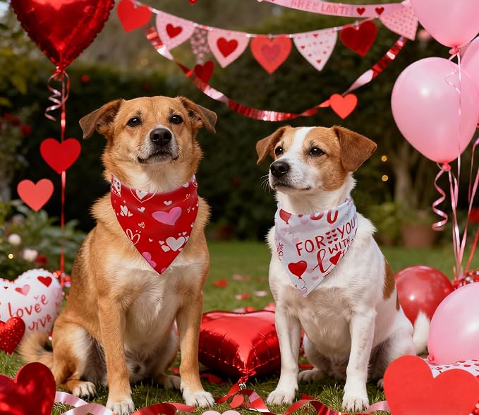 Valentine's & St. Patrick's Day Dog Bandana Set 2PCS-Large, Holiday Party - Image 6