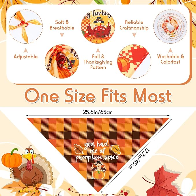 Sweetude 100 Pcs Fall Dog Bandanas Bulk Plaid Bandanas - Image 3