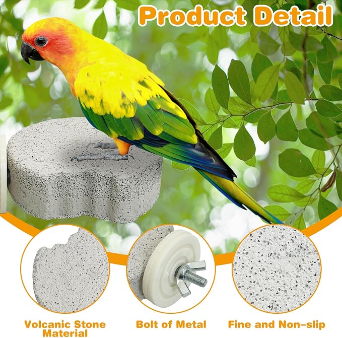 PINVNBY 4 PCS Bird Perches Calcium Parrot Perch Stand Bird Beak Grinding Stone - Image 3