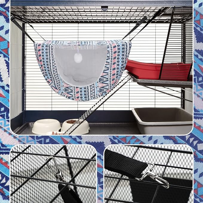 Unittype 2 Pieces Cat Cage Hammock Hanging Pet Bed Double Layer Soft Plush - Image 3