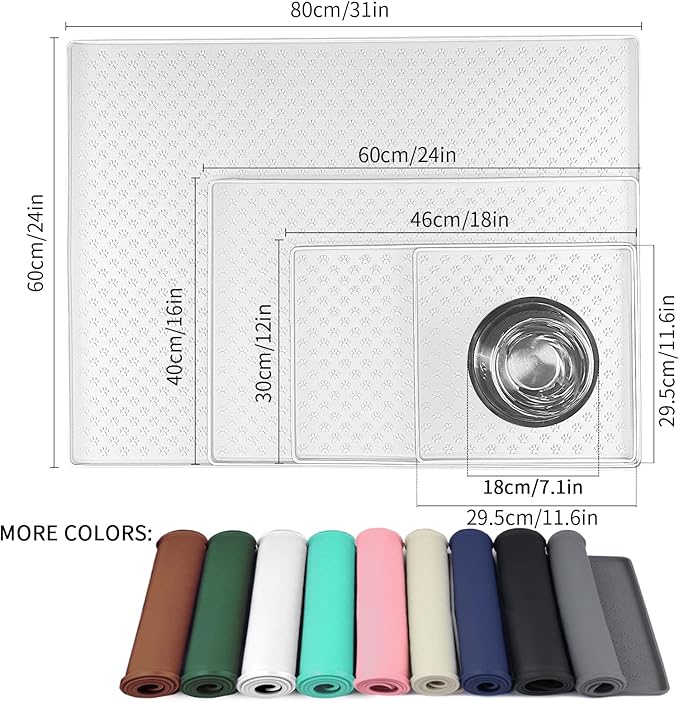 Ptlom Pet Placemat for Dog and Cat, Waterproof Silicone Pet Feeding Bowl Mats - Image 2