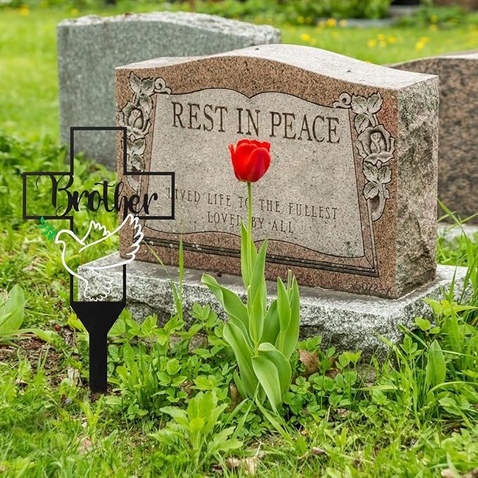 BUoonyer Garden Stake Graves Cemetery Decorations, Brother Metal Memorial Grave - Image 6