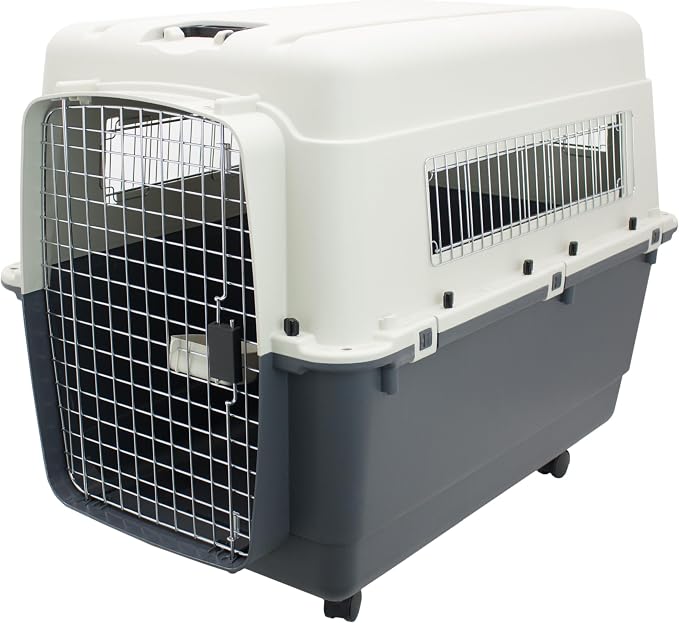 SportPet Designs Plastic Kennels Rolling Plastic Wire Door Travel Dog Crate by SportPetDesigns