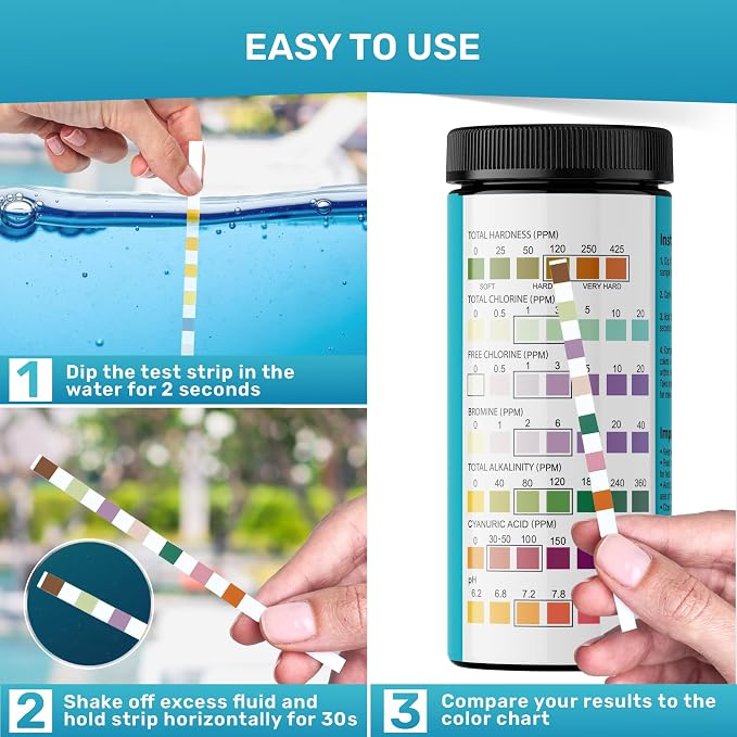 Pool Test Strips 7-in-1, 200 Quick and Accurate Pool and Hot Tub Test Strips - Image 4