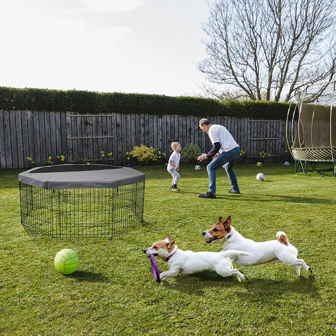 PETIME Foldable Metal Dog Exercise Pen/Pet Puppy Playpen Kennels Yard Fence - Image 6