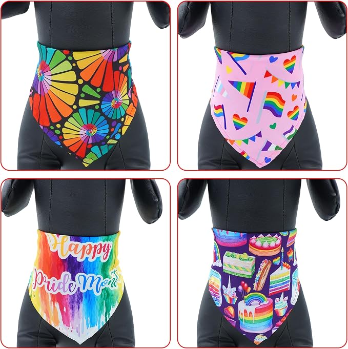 30 Pcs Rainbow Small Dog Bandanas Bulk 25 Inch Pride Dog Bandanas - Image 4