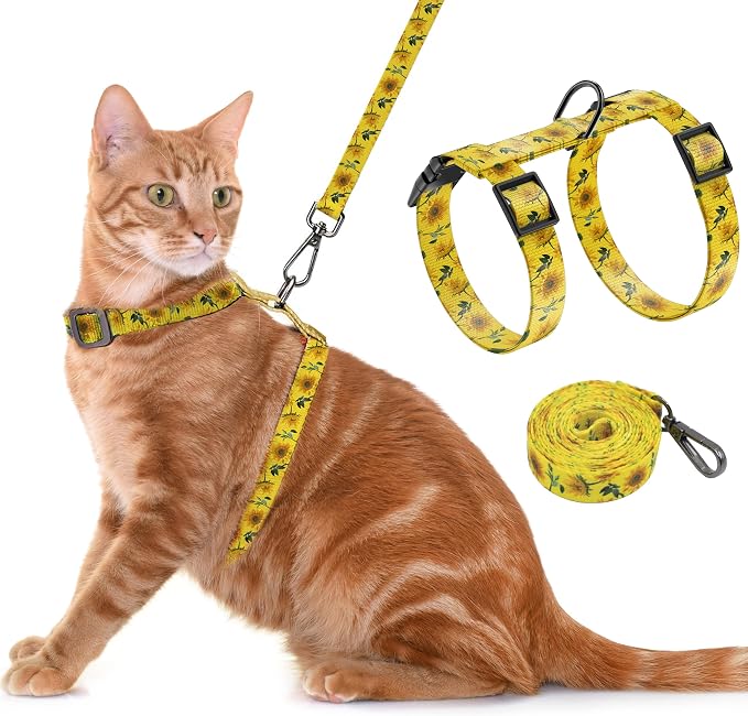 Cat Harness and Leash Set, Adjustable Kitten Harness Escape Proof Cats Harness by Seyezo