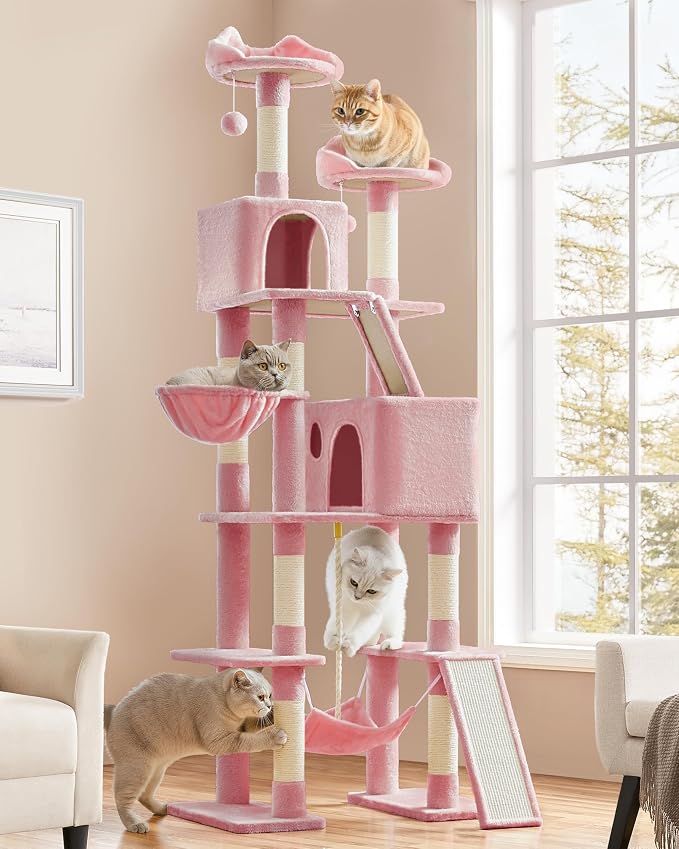 Yaheetech Cat Tree, 82.5in Super Tall Tower w/Cute Top Perches, Scratching Posts by Yaheetech