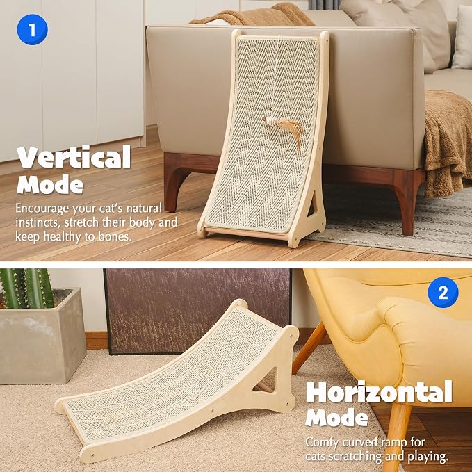 PETKARAY Curved Cat Scratcher, Sisal Kitty Scratching Ramp, L Shape Scratch Pad - Image 2