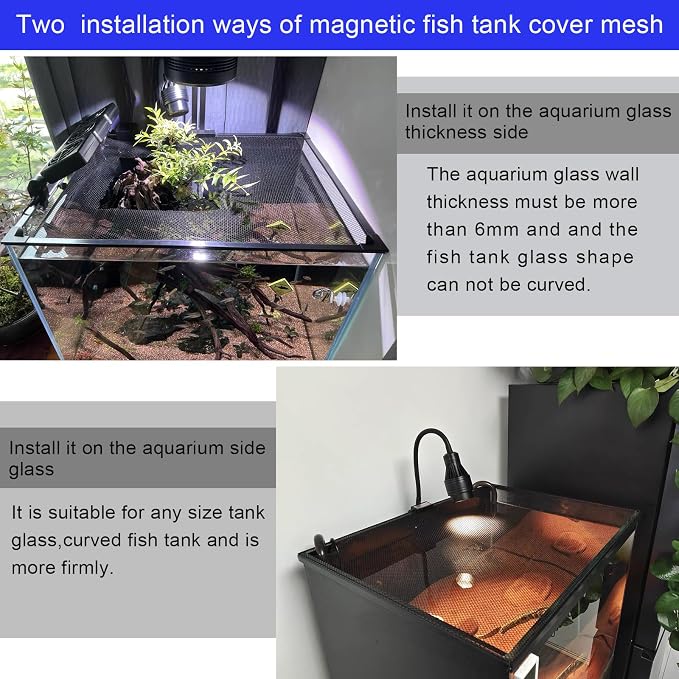 Magnetic Aquarium lid Fish Tank Hood top Cover Anti-Jumping net Cover mesh to - Image 4