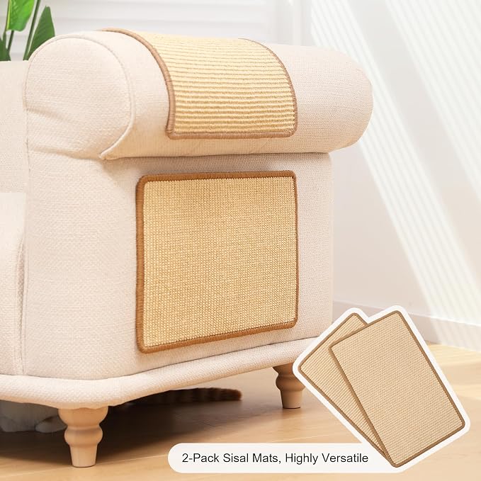 FUKUMARU 2 Packs Cat Scratching Mat, 19.6 x 11.8 Inch Natural Sisal Cat Scratch - Image 7