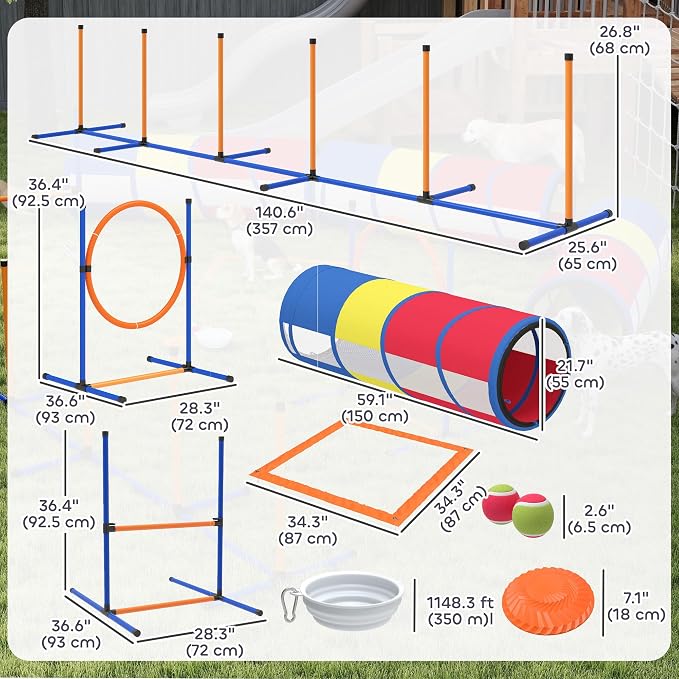 PawHut Dog Agility Training Equipment, 12-Piece Dog Obstacle Course - Image 3