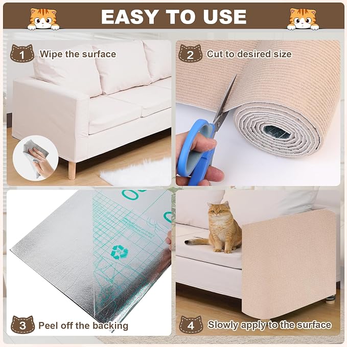 Cat Scratch Furniture Protector, 78.7"x15.8" Cat Scratching Mat, Trimmable - Image 6