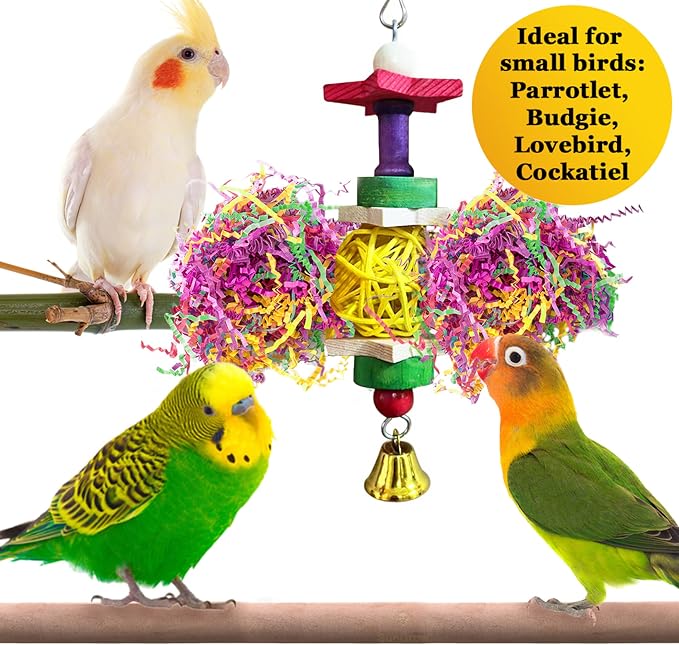 SunGrow Parakeet Toy, Brightly Colored Hanging Toy Made of Rattan, Wood and - Image 5