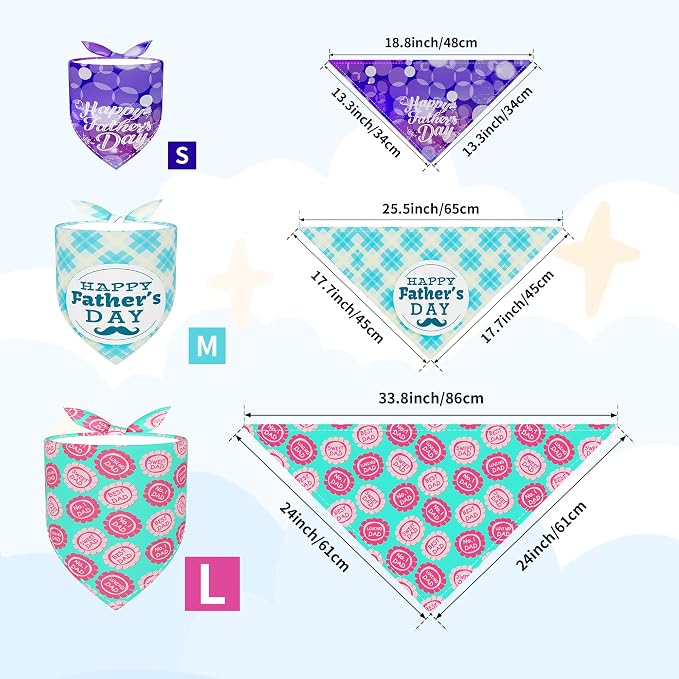 30 Pcs Fathers Day Small Dog Bandanas Bulk 25 Inch Love Dad Dog Bandanas - Image 2