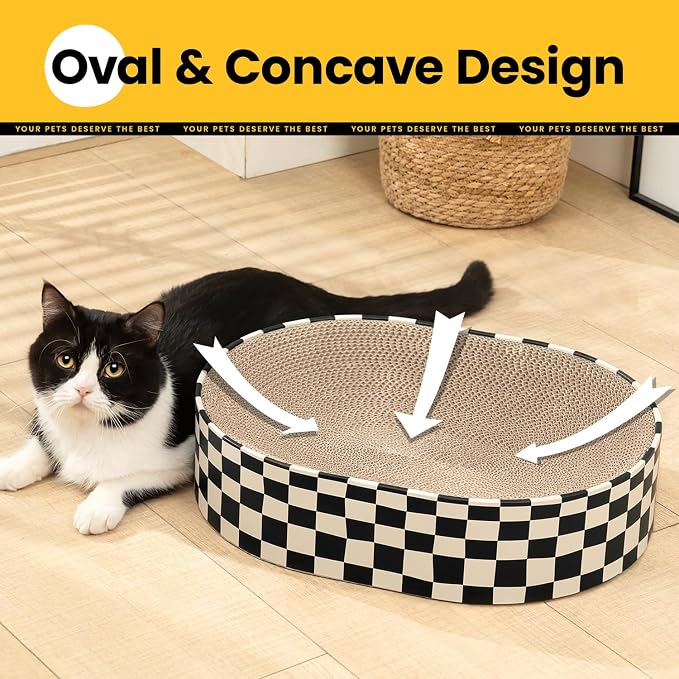 Cat Scratcher Cardboard, 2 in 1 Oval Cat Scratch Pad Bowl - Image 3