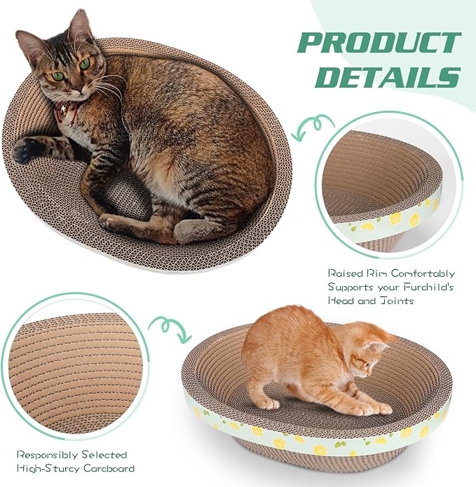 2pc Set Includes 1 X 19.5 Large + 1 X 14.96 Cute Cat Scratcher Cardboard Bed - Image 2