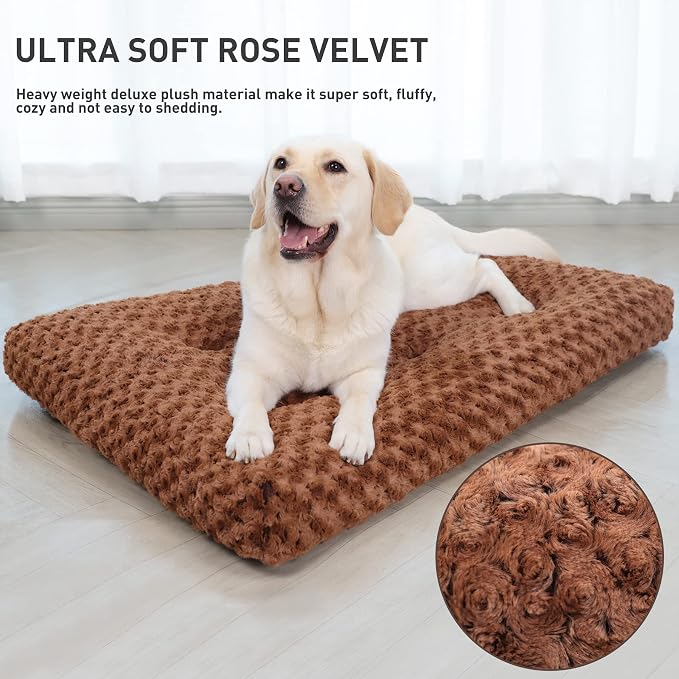 KSIIA Washable Dog Bed Deluxe Plush Dog Crate Beds Comfy Kennel Pad Anti-Slip - Image 2
