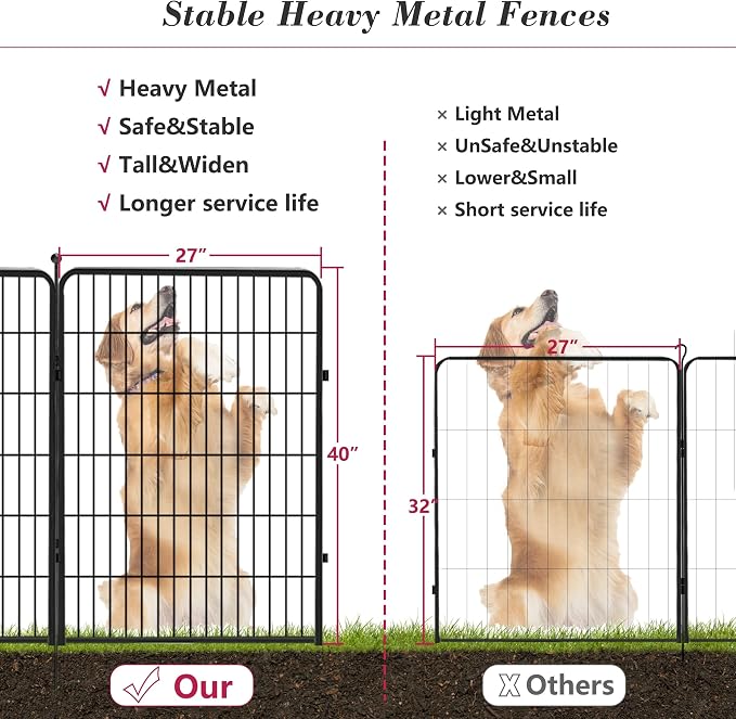 Dog Playpen, 40 inch 8 Panels Dog Fence Outdoor Heavy Duty Dog Pen - Image 7
