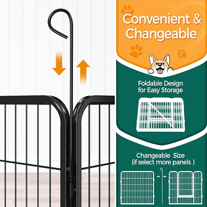 Yaheetech Dog Playpen Outdoor, 32 inch 32 Panels Dog Pen Indoor Heavy Duty - Image 6