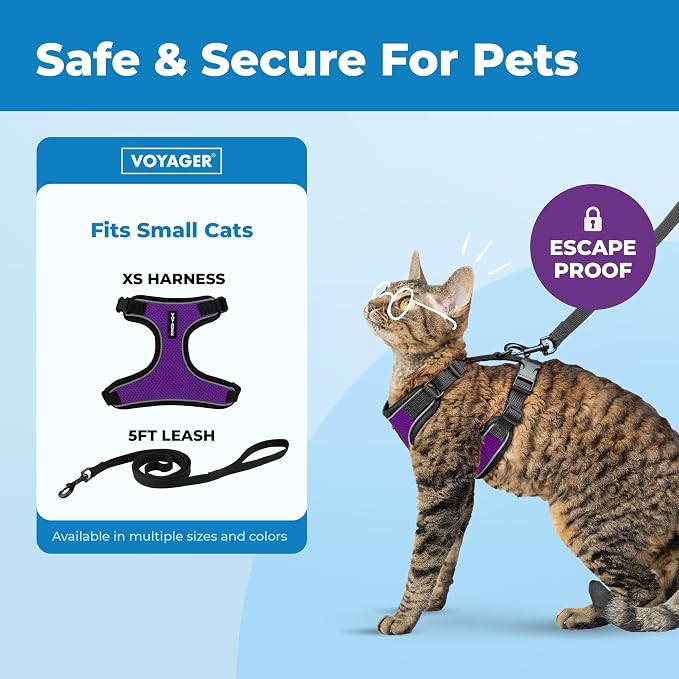 Voyager Escape-Proof Step-in Lock Cat Harness & 5ft Neoprene-Handle Leash Set - Image 2