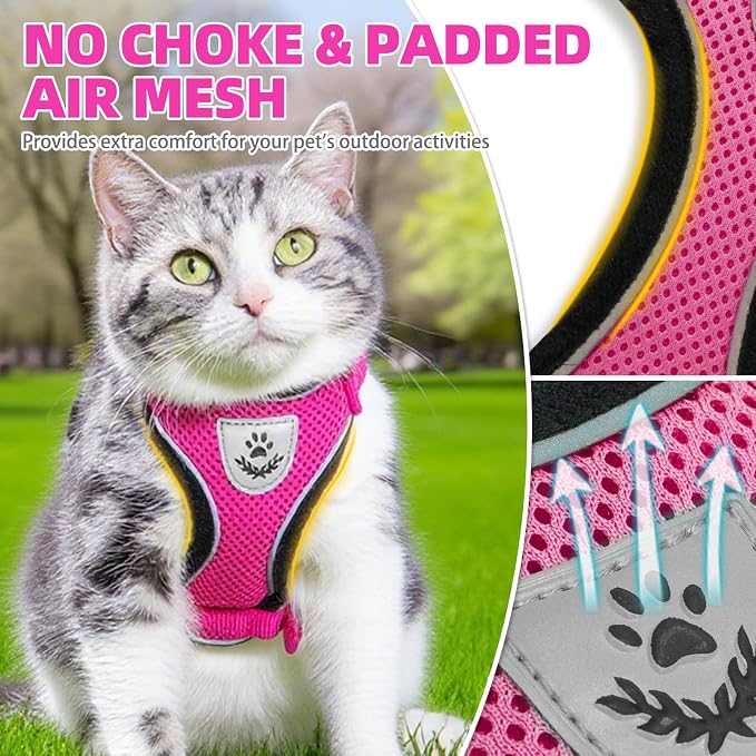 PUPTECK Cat Harness and Leash Set Escape Proof Reflective Cat Walking Harness - Image 2
