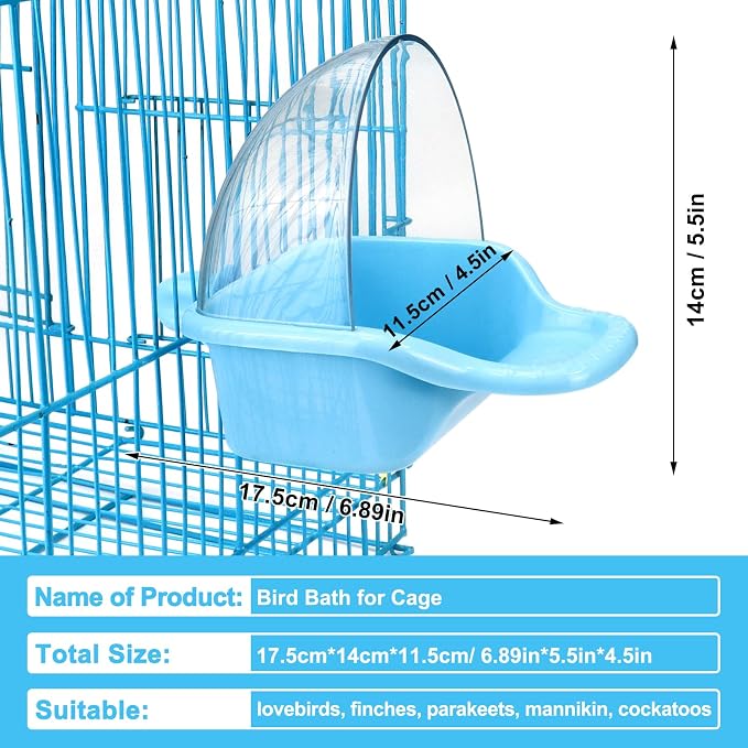 Bird Bath Box Hanging Birdbath Toy Parakeet Caged Bathing Tubs Parrot Bath Tub - Image 2