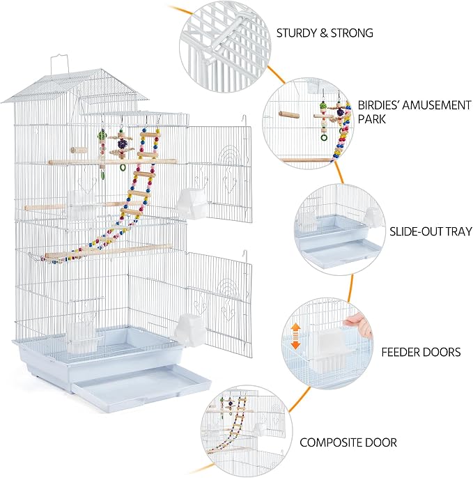 Yaheetech 39-inch Roof Top Medium Parakeet Bird Cages - Image 5