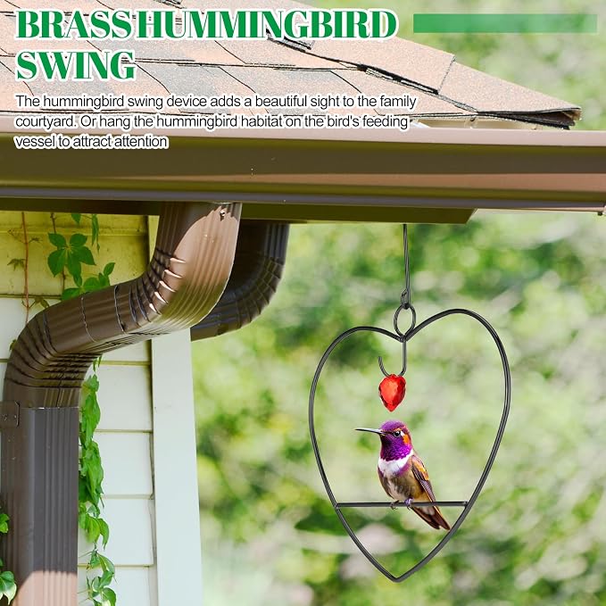 LemonRoad Hummingbird Swing, Tweet Heart Birdie Swing, Copper Hummingbird Perch - Image 4
