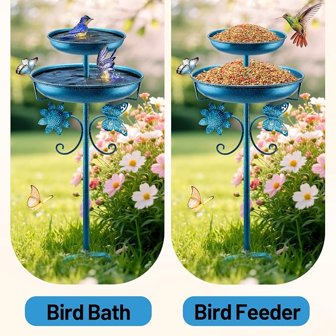 Daoeny Bird Bath for Outside, 42In Vintage Freestanding Birdbaths for Outdoors - Image 4