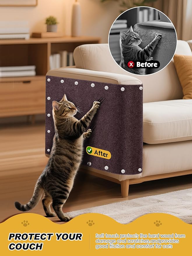 78.7"x15.8" Cat Scratch Mat, Trimmable Self-Adhesive Carpet, DIY Climb Cat - Image 2