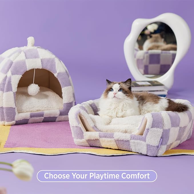 Lesure Cute Cat Beds for Indoor Cats - 2 in 1 Cat Cave Bed for Kittens and - Image 3