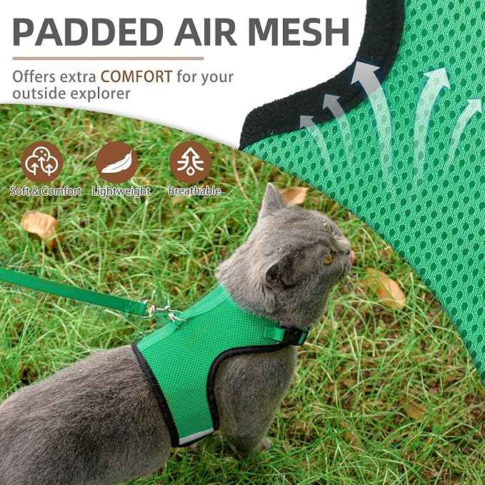 PUPTECK Soft Mesh Cat Vest Harness and Leash Set Puppy Padded Pet Harnesses - Image 2