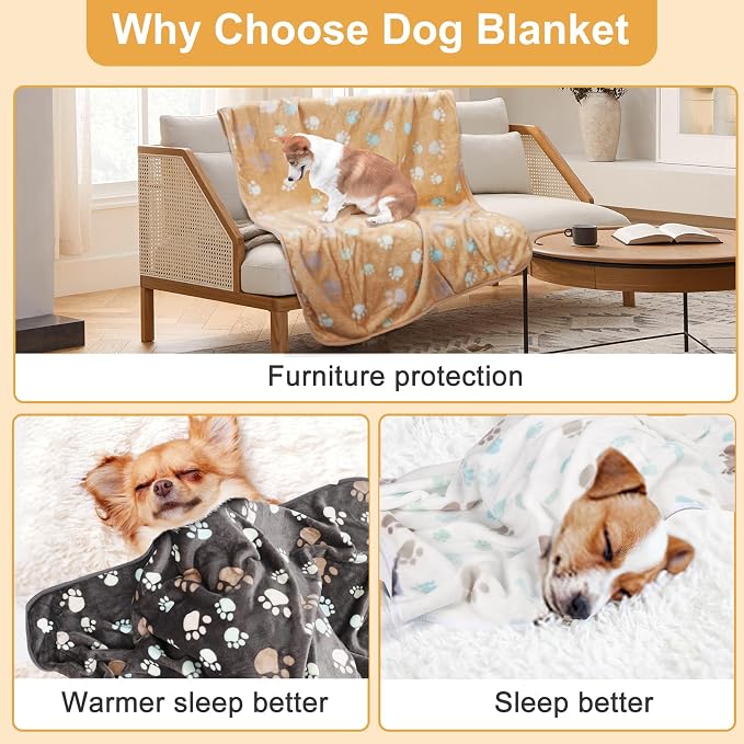Dog Blanket for Large Dogs 3 Pack Dog Cat Flannel Blankets Washable Soft Pet - Image 4