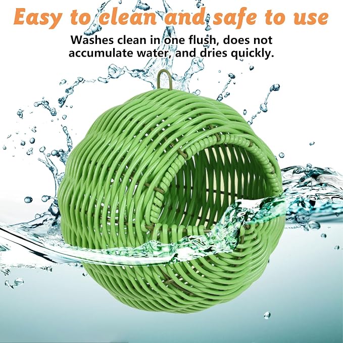 BNOSDM Rattan Parrot Nesting House Bird Nest Parakeet Hanging Swing Soft - Image 5