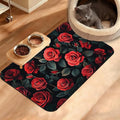 Retro Rose Feeding Mat, Non-Slip Rubber Backing Mat, Cat Dog Accessories by Unknown