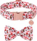 Christmas Dog Collar with Bow Tie, Cotton Christmas Bowtie Collar by UPURARAPUP