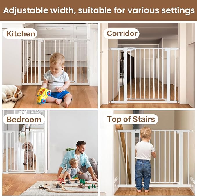 Mumeasy 29.6-46" Baby Gate for Stairs, Pressure Mounted Dog Gate for Doorways - Image 8