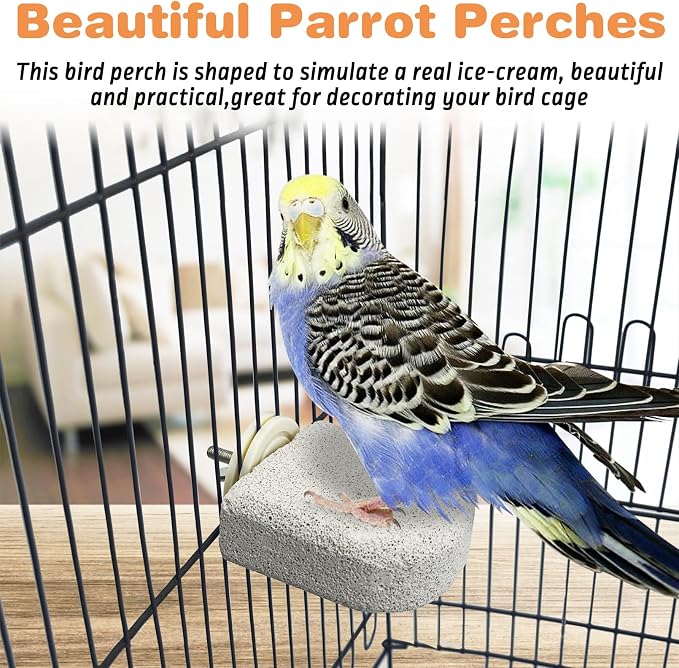 PINVNBY 8 PCS Bird Perch Bird Beak Grinding Stone Calcium Mineral Parrot Perch - Image 7
