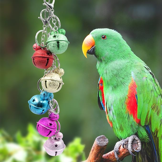 Oooct Bird Swing Bells Toys, Colorful Parrot Metal Bells, Hanging Bird Chewing - Image 5