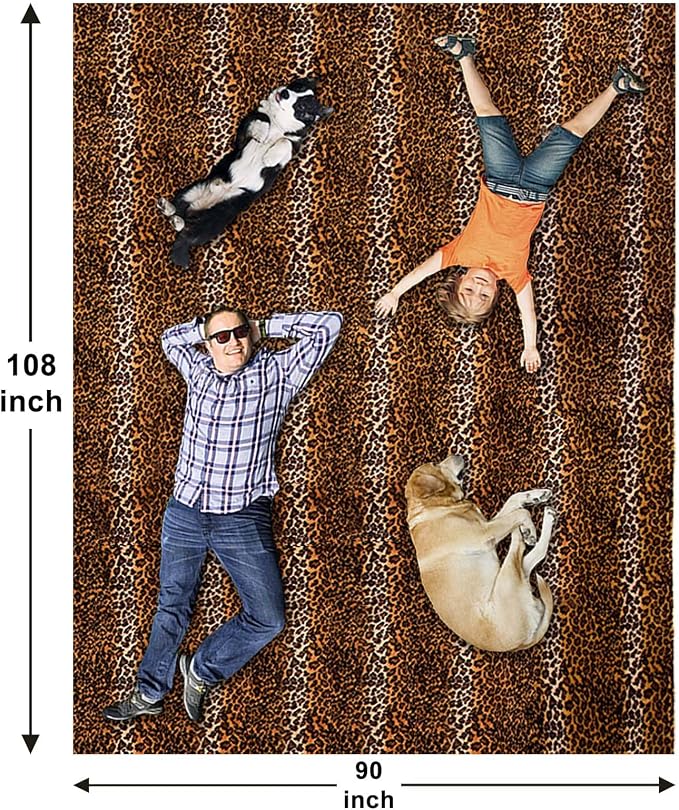 Bnuitland Leopard Print Flannel Blanket, Large Size 108x90 Inches - Image 3
