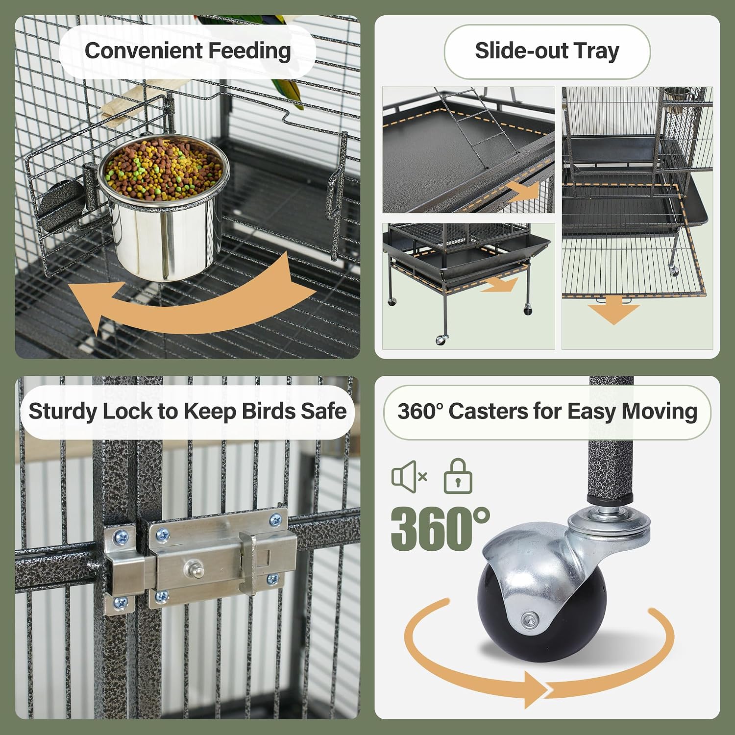 ZENY 68-Inch Birdcage with Playtop and Rolling Stand - GlobalHabitat Supply