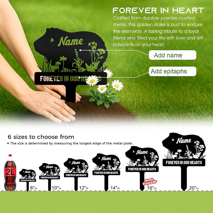 Personalized Metal Guinea Pig Memorial Stake – Custom Pet Grave Marker - Image 4