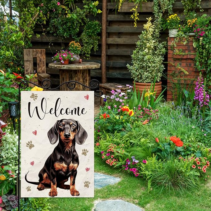 Welcome Dog Summer Garden Flag, Dog Paw Print Garden Flag, Welcome to Cute Dog - Image 3