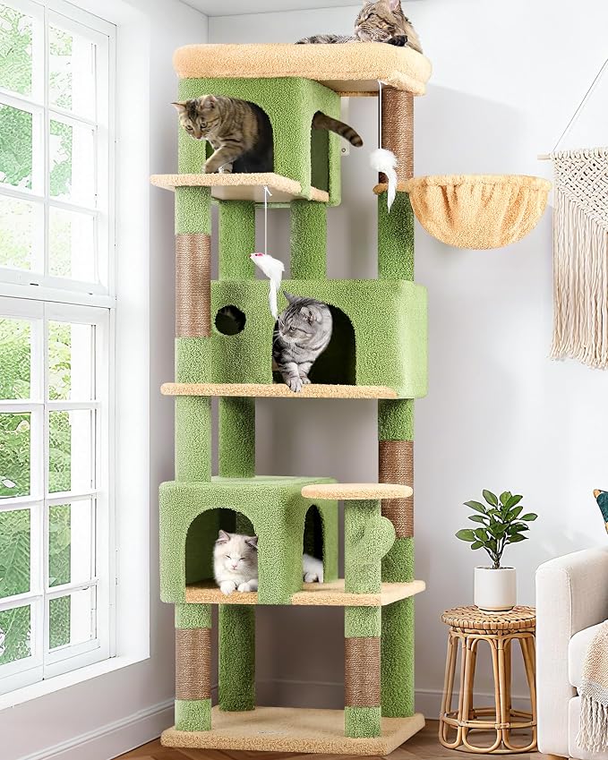 Globlazer Corner Cactus Cat Tree 66 inch Multi-Level Cactus Climbing Tower by Globlazer
