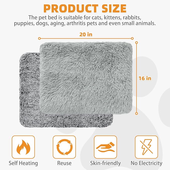 KOOLTAIL Self Warming Cat Bed, 4 Pack 16*20in Plush Extra Warm Self Heating Pet - Image 2